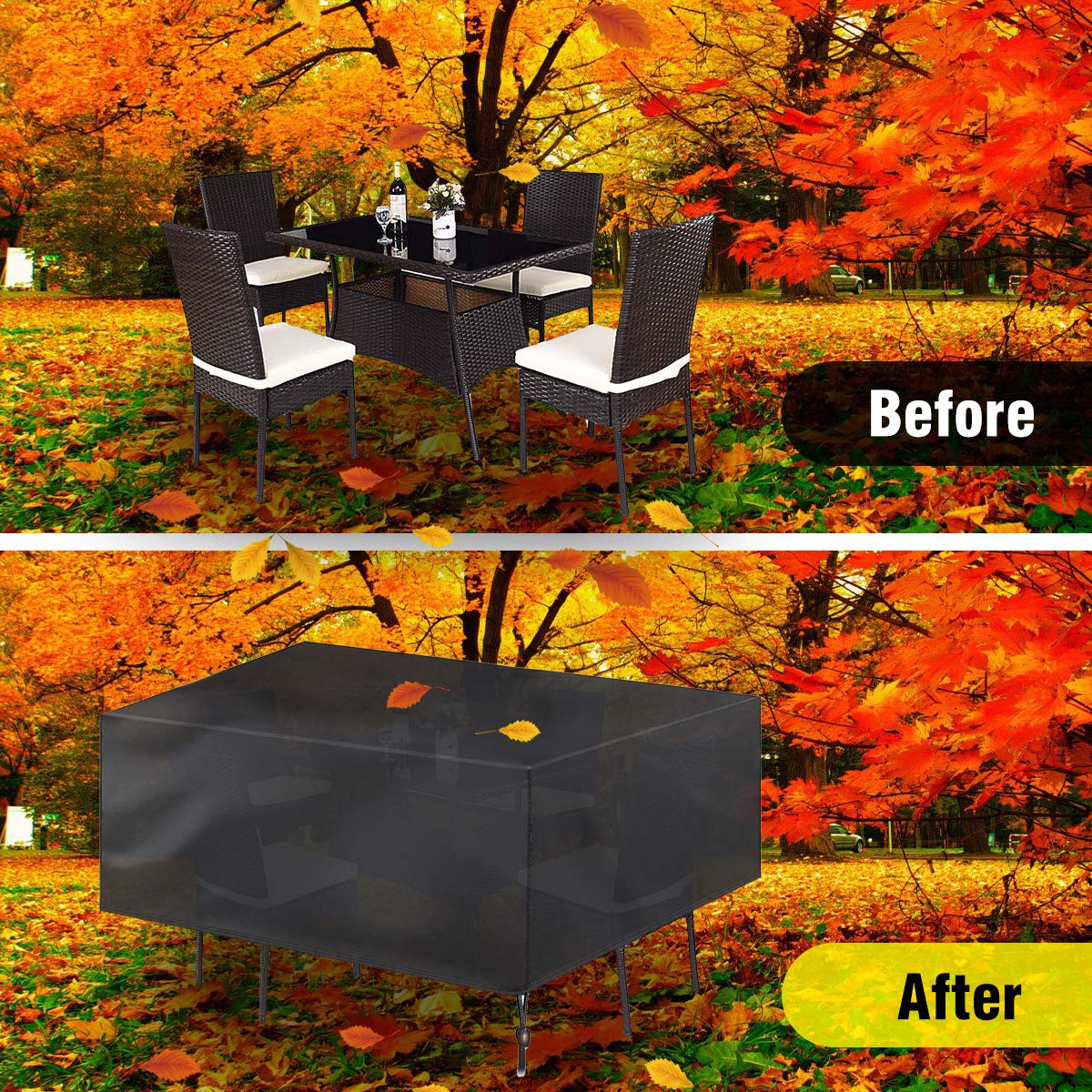 Garden Furniture Cover, Patio Furniture Covers Waterproof 420D , Outdoor Table Sofa Covers Rattan Furniture Covers Heavy Duty Oxford Fabric Rattan Furniture Cover Windproof Anti-UV Snow Protection