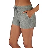 90 Degree By Reflex Lightweight Lounge Shorts - Casual Summer Jersey Shorts for Woman - Heather Mulled Basil - XXXL