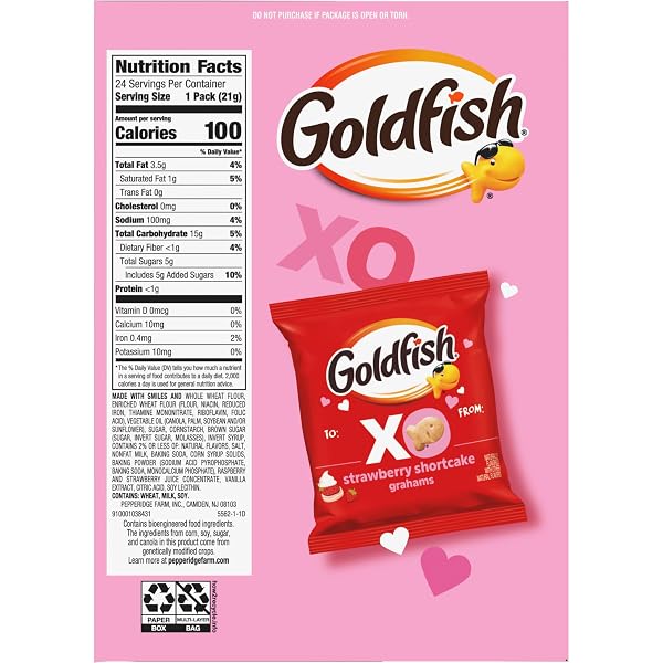 GOLDFISH VALENTINE’S DAY STRAWBERRY SHORTCAKE FLAVORED BAKED GRAHAM SNACKS, 24 COUNT 0.75 OZ