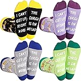 Vicenpal 4 Pairs Women's Corgi Socks Novelty Corgi Gifts Dog Lovers Gift for Women Men Funny Saying I Can't Get up Right Now