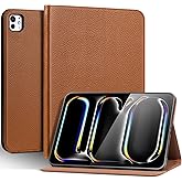 Thryxop Genuine Leather Case for iPad Pro 11 inch Case (M5/M4) 2025/2024 | Slim Protective Cover with Adjustable Stand, Auto Wake/Sleep, Premium Leather | Brown