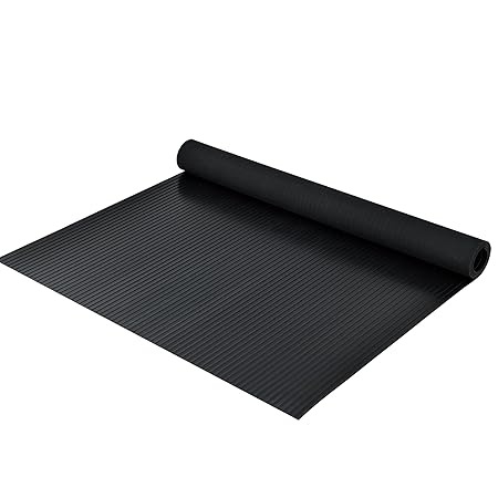 [pro.tec] Gummimatte Schwarz 5 x 1m Riefenmatte Bodenschutzmatte Antirutschmatte Fußmatte