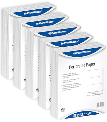 Cut overall/White　papier Amazon.com : PrintWorks Professional 3 Part Perforated Paper 8.5