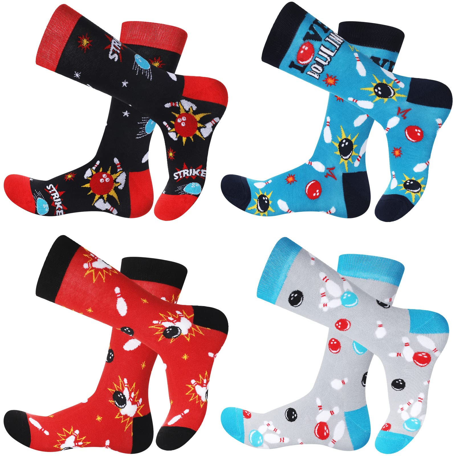 Photo 1 of Vicenpal 4 Pairs Bowling Socks Gifts Novelty Bowling Accessories Funny Sport Gifts for Bowlers Men Women