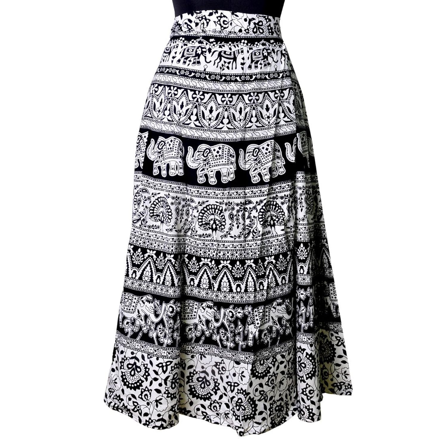 women's 100% pure cotton wrap around skirt with elegant print