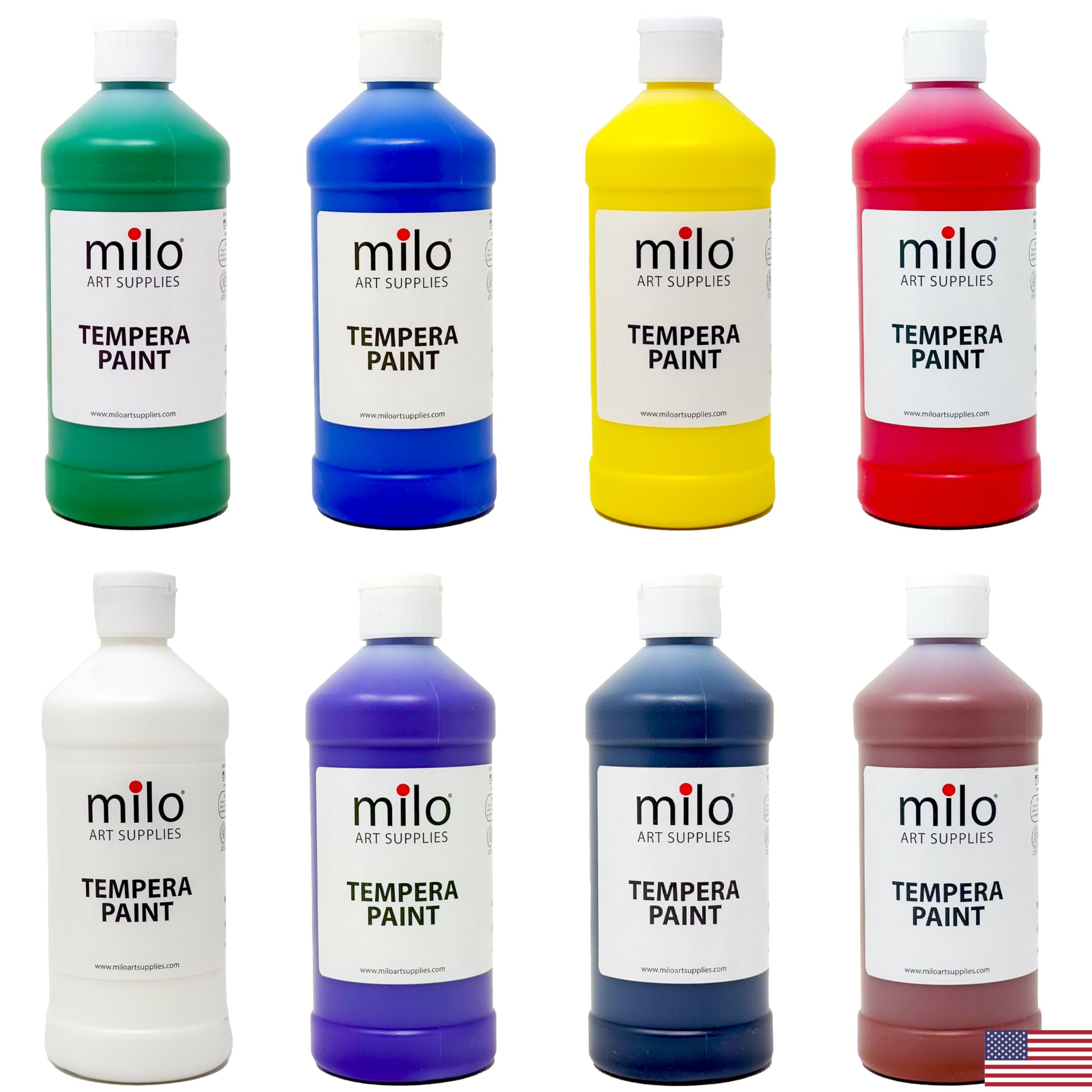 Photo 1 of milo Washable Paint for Kids | 8 Colors 16 oz Bottles | Made in the USA | Safe and Non-Toxic Tempera Paint for Art & Craft, Poster, Windows for Toddlers, Children, Classroom, School, Project