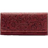 Toros Craft Handmade Western Wallets for Women, Genuine Tooled Leather & Long Credit Card Holder, Cowhide Slim Cell Phone Case, Large Capacity, Cute Clutch & Purse & Handbag