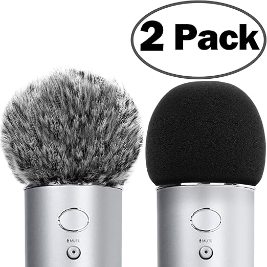 ChromLives Microphone Cover for Blue Yeti Furry Windscreen +Foam Cover