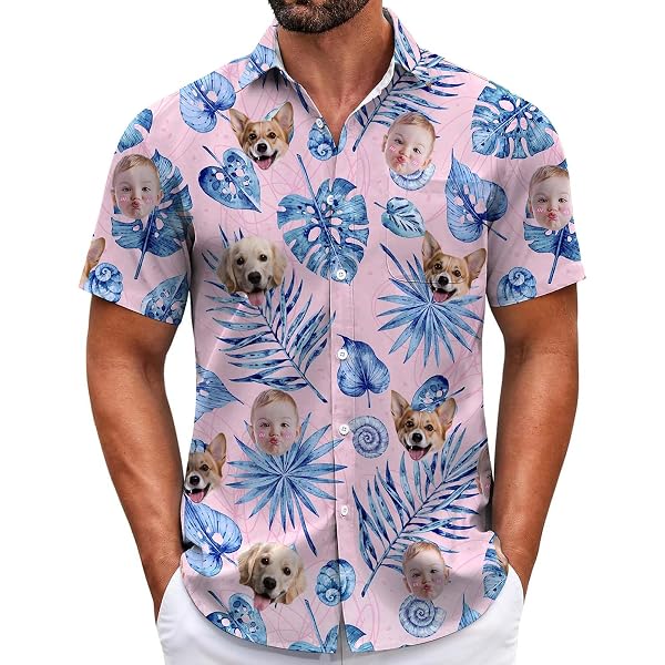 Custom Hawaiian Shirt With Your Photo - Personalized Men's Aloha Shirt Tropical Design - View #5