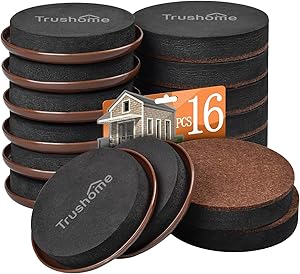 Furniture Sliders for Carpet and Hardwood Floors, Trushome 16 PCS 3 1/2 inch Felt Furniture Sliders for Moving Your Heaviest Items Safely, Reusable Heavy Moving Pads Move Your Furniture Easily