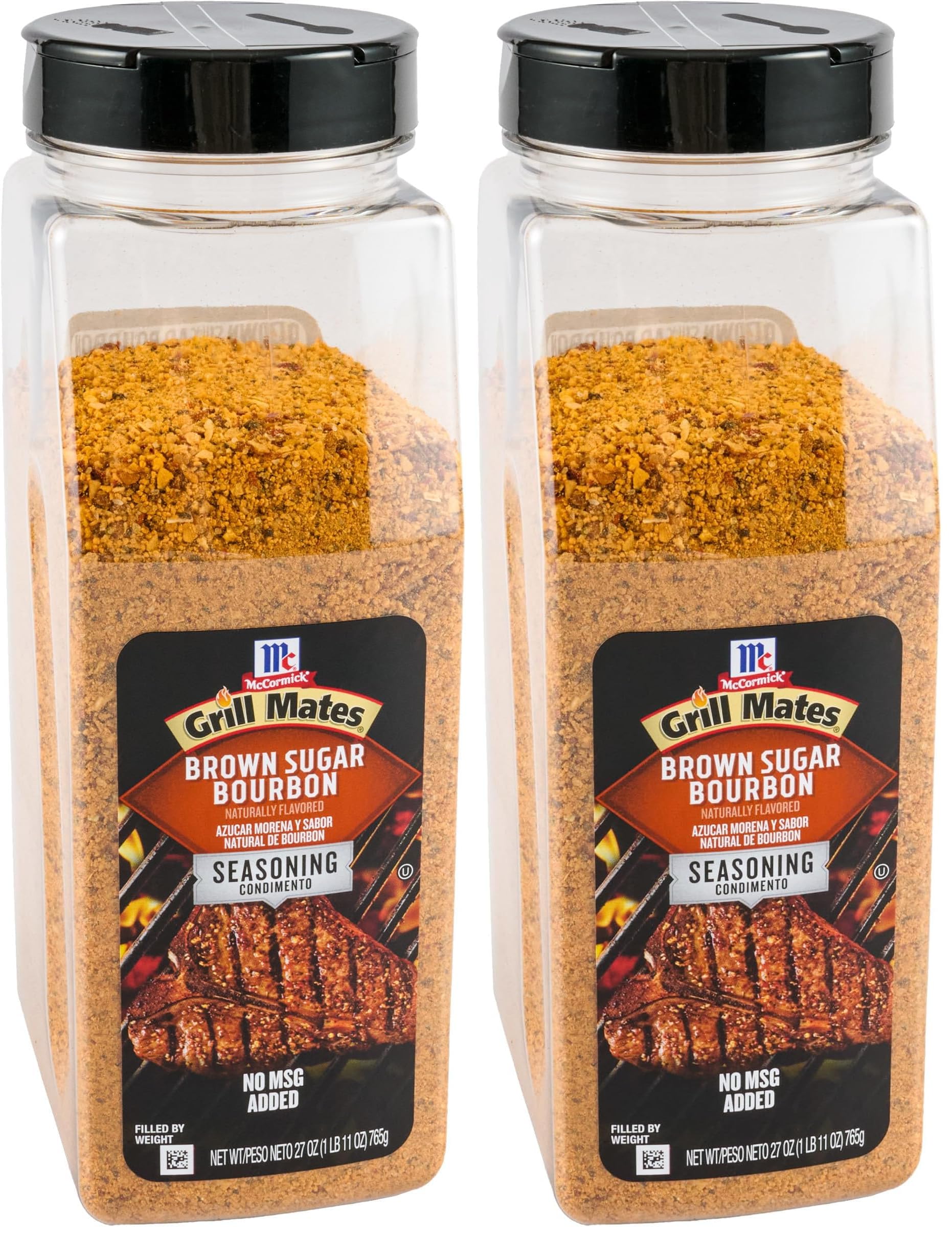 McCormick Grill Mates Brown Sugar Bourbon Seasoning, 27 oz - One 27 Ounce Container of Brown Sugar Bourbon Seasoning Made of Molasses, Red Bell Peppers, and More for Steak, Poultry, and Vegetables Image