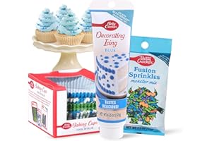 Betty Crocker Cupcake Kit For Boys - Includes 100 ct Betty Crocker blue cupcake liners, Fusion Monster Mix Sprinkles, and Dec