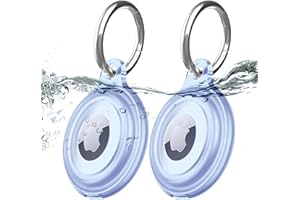 MOZOTER 2 Pack IPX8 Waterproof AirTag Keychain Holder Case, Lightweight, Anti-Scratch, Easy Installation,Soft Full-Body Shockproof Air Tag Holder for Luggage,Keys, Dog Collar-Blue