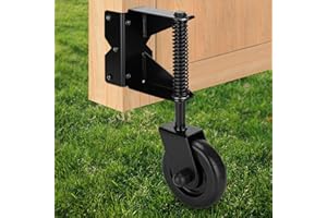 BOODVON Heavy Duty Gate Wheel, Gate Casters for Outdoor Wooden Gates or Fence Gates, Spring loaded Gate Wheel Caster for Uneven Floors, Gate Wheels with 360° Swivel, Right, Black
