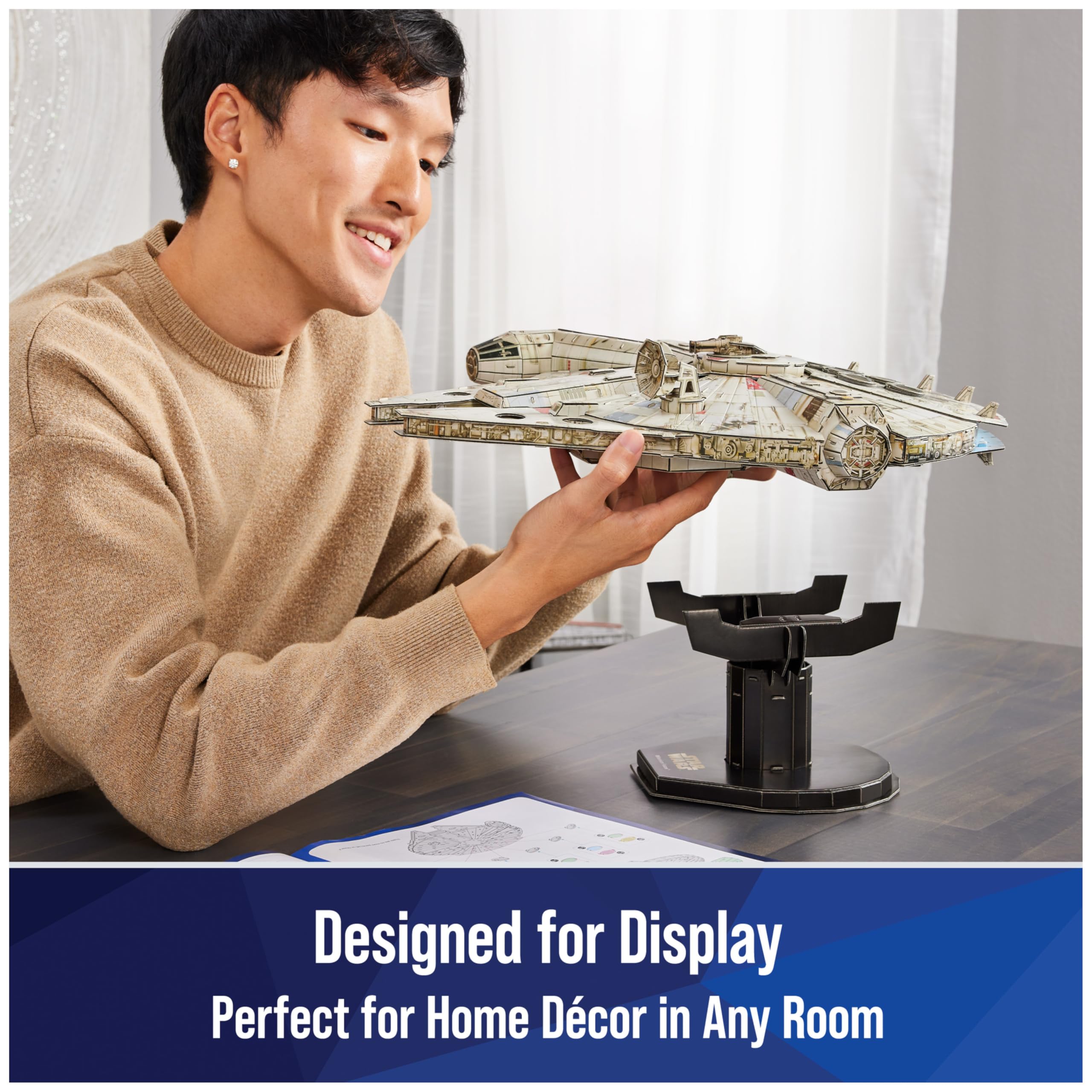 4D Build Star Wars Millennium Falcon 3D Model Kit, 𝖲tar Wars Gifts, Ѕtar Ｗars Toys Desk Decor for Star Ｗars Fans & Collectors, Adults & Teens 12+