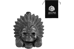 BOXOB Aztec Death Whistle, Authentic Human Sound Skull War Whistle with Drawstring Bag for Halloween Day of the Dead & Collec