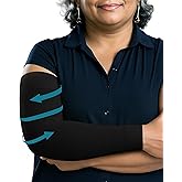 KEMFORD Lymphedema Compression Arm Sleeves for Women - 15-20 mmHg, With Silicone Grip, 1 Pair, Black, 3XL - Arm Support for Swelling & Edema