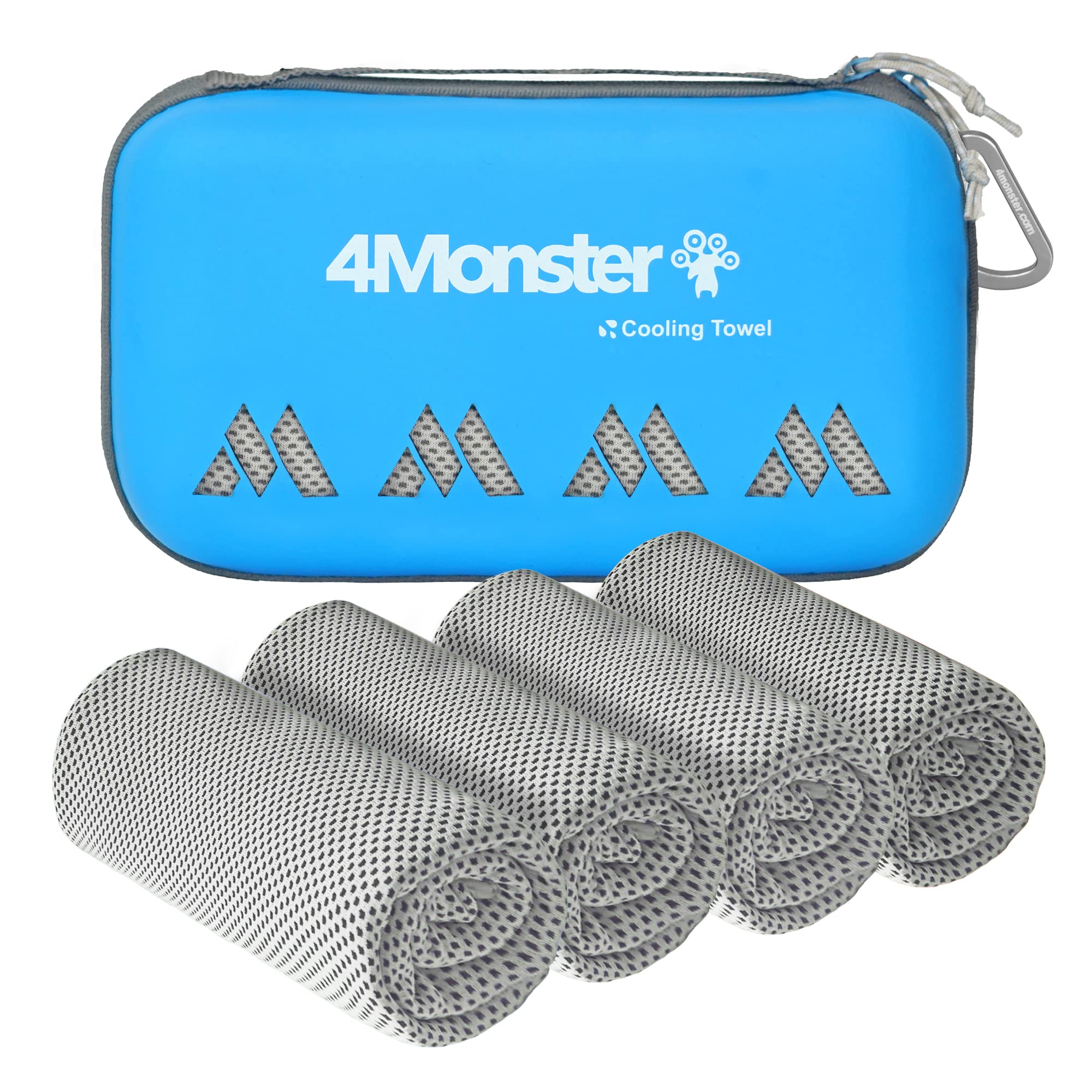 4Monster Cooling Towels for Neck and Face, 4 Pack Cooling Towels for Hot Weather (100x30cm), Soft Breathable Chilly Towels, Ice Towels for Golf, Gym, Yoga, Sports, Camping, Running, Cycling, Grey