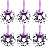 Suncalla 6 Pack Mini Halloween Cabinet Wreaths 9.8 Inch with Purple Ribbon | Black Branch Mini Wreaths, Halloween Decor for Kitchen Cabinet Fireplace Home Haunted House Parties