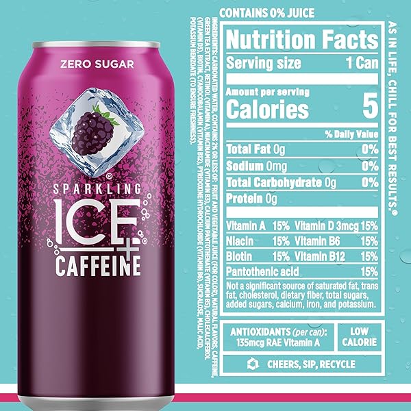 SPARKLING ICE CAFFEINE VARIETY PACK, FLAVORED SPARKLING WATER, ZERO SUGAR, WITH VITAMINS AND ANTIOXIDANTS, 16 FL OZ, 12 COUNT (CITRUS TWIST, BLACK RASPBERRY, BLUE RASPBERRY, STRAWBERRY CITRUS)