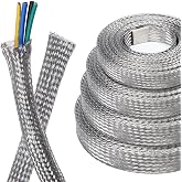 BuyUneed Tinned Copper Metal Braid Sleeving Wire Shielding 5/16inch-13ft | Expandable Ground Straps EMI/RFI Interference Flat Mesh Cable for Protect Wire/Car Audio Noise/Electrical Signal Screening