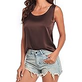 Wantschun Womens Silk Satin Tank Tops Summer Fall Tank Shirt Round Neck Sleeveless Blouse Camisole