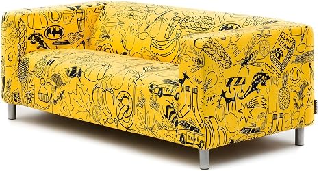 Artefly Klippan Slipcover Et Taie Doreiller Jaune Motif