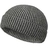 Wool Fisherman Beanies for Men Women, Short Knit Fall Winter Warm Beanie, Watch Cap, Cuffed Trawler Hats, Skull Caps