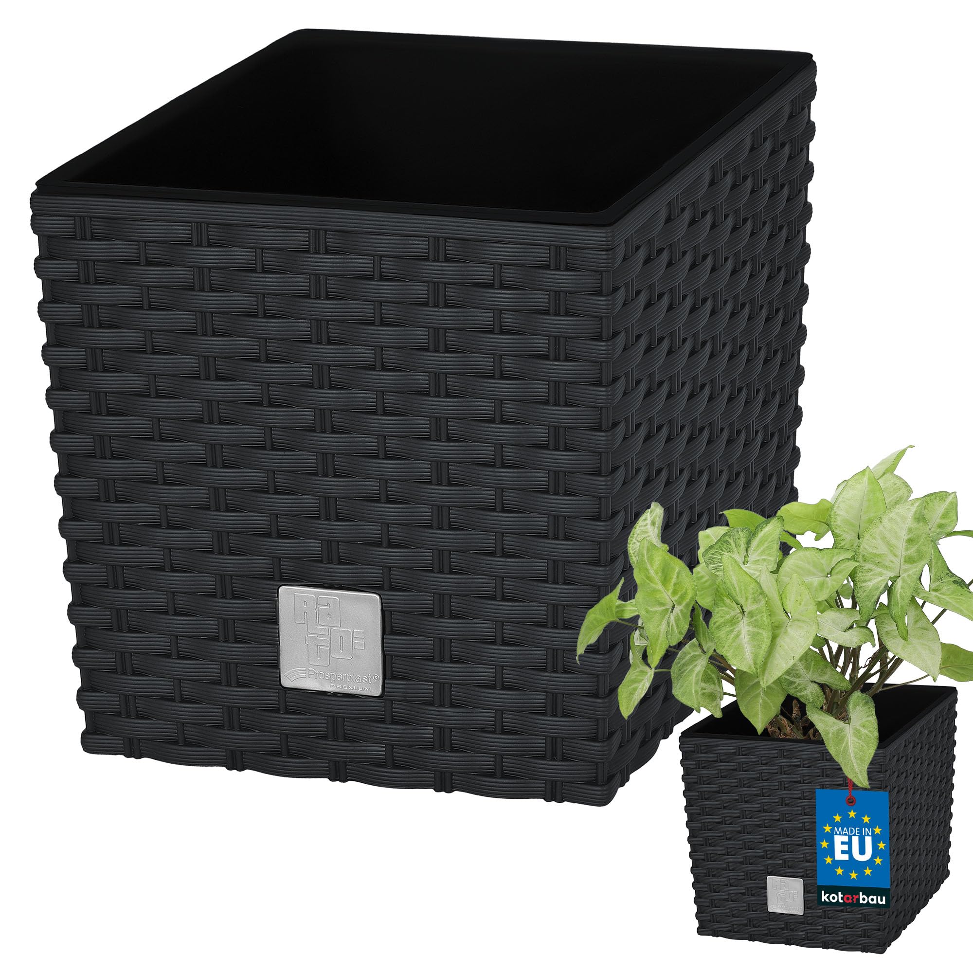 KOTARBAU® Flower Pot, 170 mm Planter Set with Inner Pot for Plant Growing, Anthracite