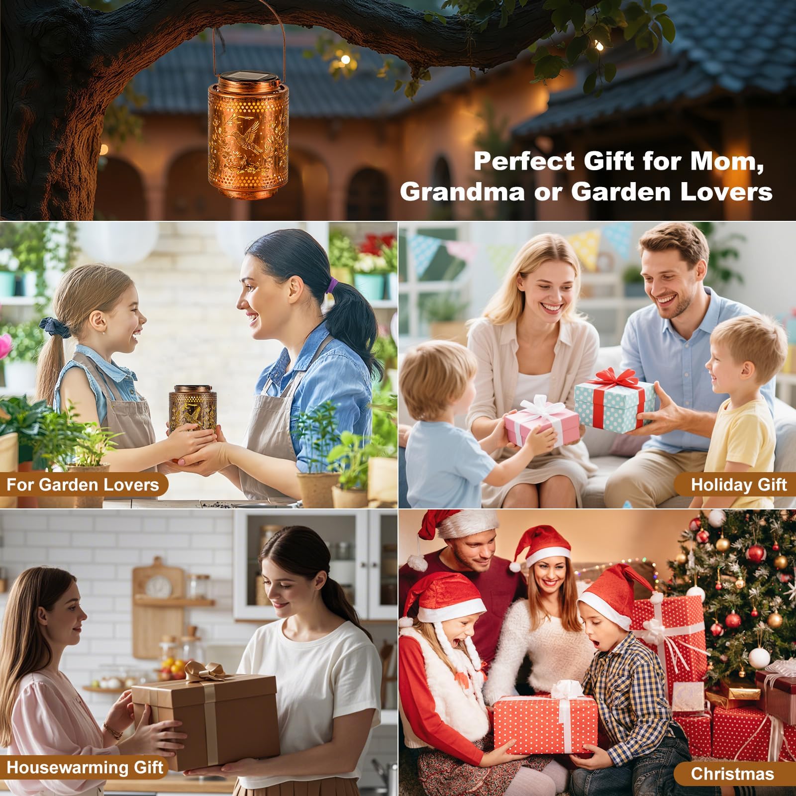 Adebime Hummingbird Solar Lanterns, Gifts for Mom, Grandma, Outdoor Waterproof Hanging Garden Decor for Patio, Yard