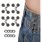 6 Set Pant Waist Tightener Buttons Pins for Loose Jeans, Reusable Waistband Cincher Adjuster Clip Metal Brooch No Sewing Deco