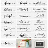19 Pieces DIY Decorative Word Stencil Template Inspirational Quote Stencils Grateful Thankful Blessed Believe Faith Live Laug