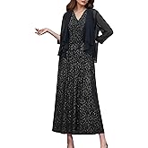 Formal Dress,Wedding Guest Dresses Mother of The Bride Dresses,Two Piece Formal Sequin Dress with Jacket Tea Length