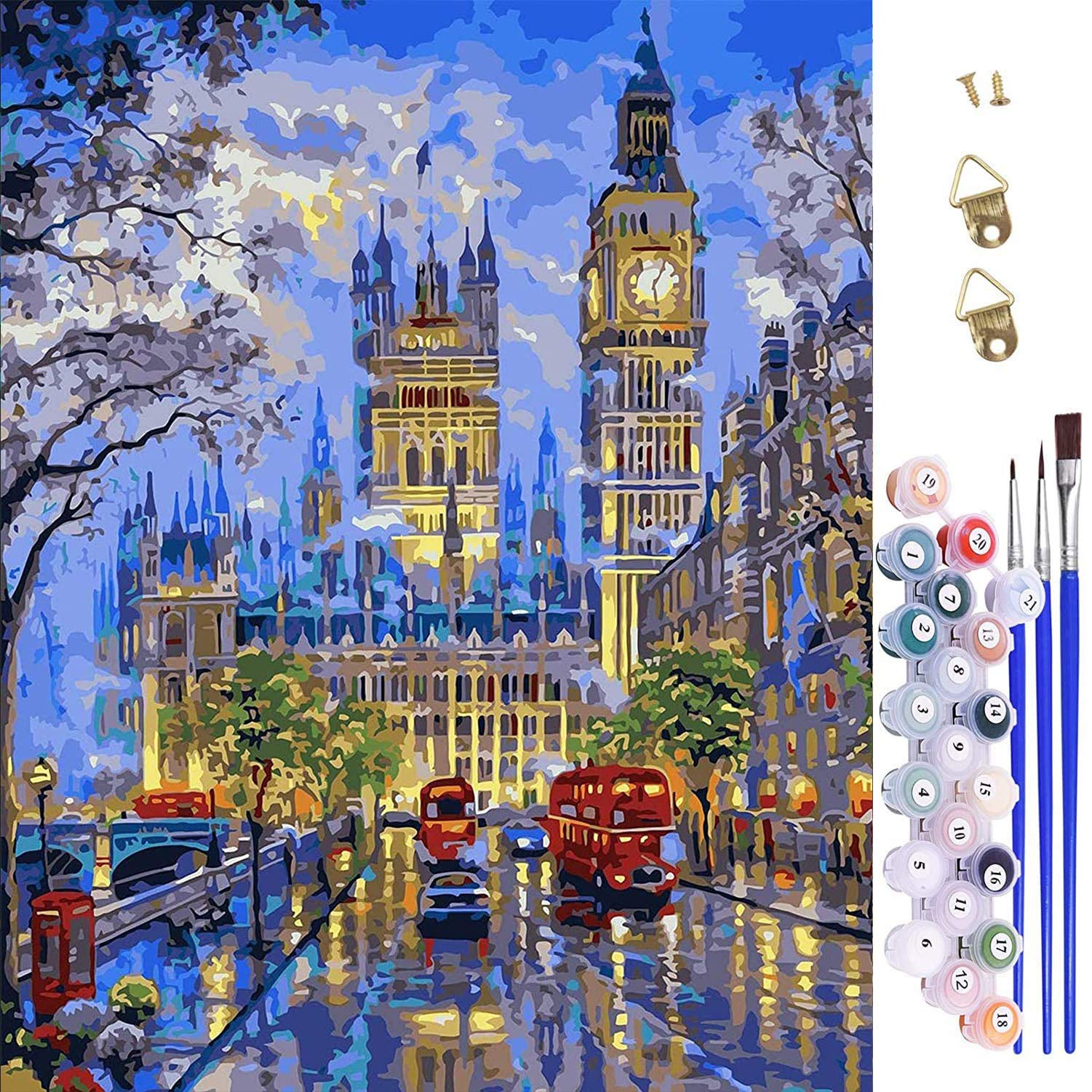 sidinifu DIY Paint by Numbers for Adults, Canvas Oil Painting Kit, 16" W x 20" L Drawing Paintwork with Paintbrushes, Acrylic Pigment (2020)