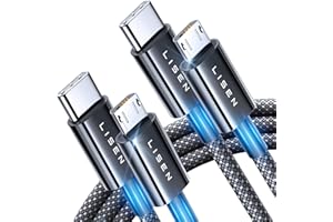 LISEN Micro USB to USB C Cable, 2-Pack 3.3FT Nylon Braided, USB C to Micro USB Cable, 3A Charging&480Mbps Data Transmission, for Type C Wall Chargers/PS4/Xbox One/Old Kindle/Android