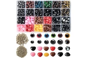 1240 Pcs Safety Eyes, Colorful Crochet Eyes and Noses with Washers for Amigurumi Craft, Eyes for Crochet Animals DIY Puppets 