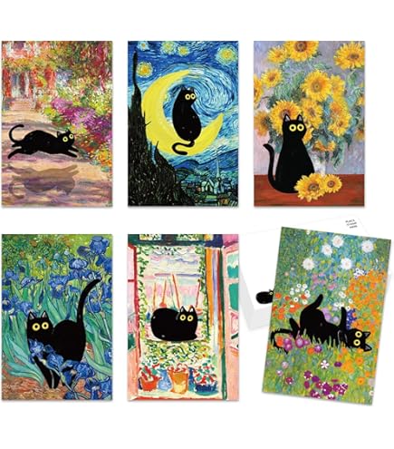 Large Stickers 24 Pcs (2.5"x3.5" Each) Smart Space Cats In Spacesuits And Rockets Vintage Postcards Retro Greeting Card Book Illustration