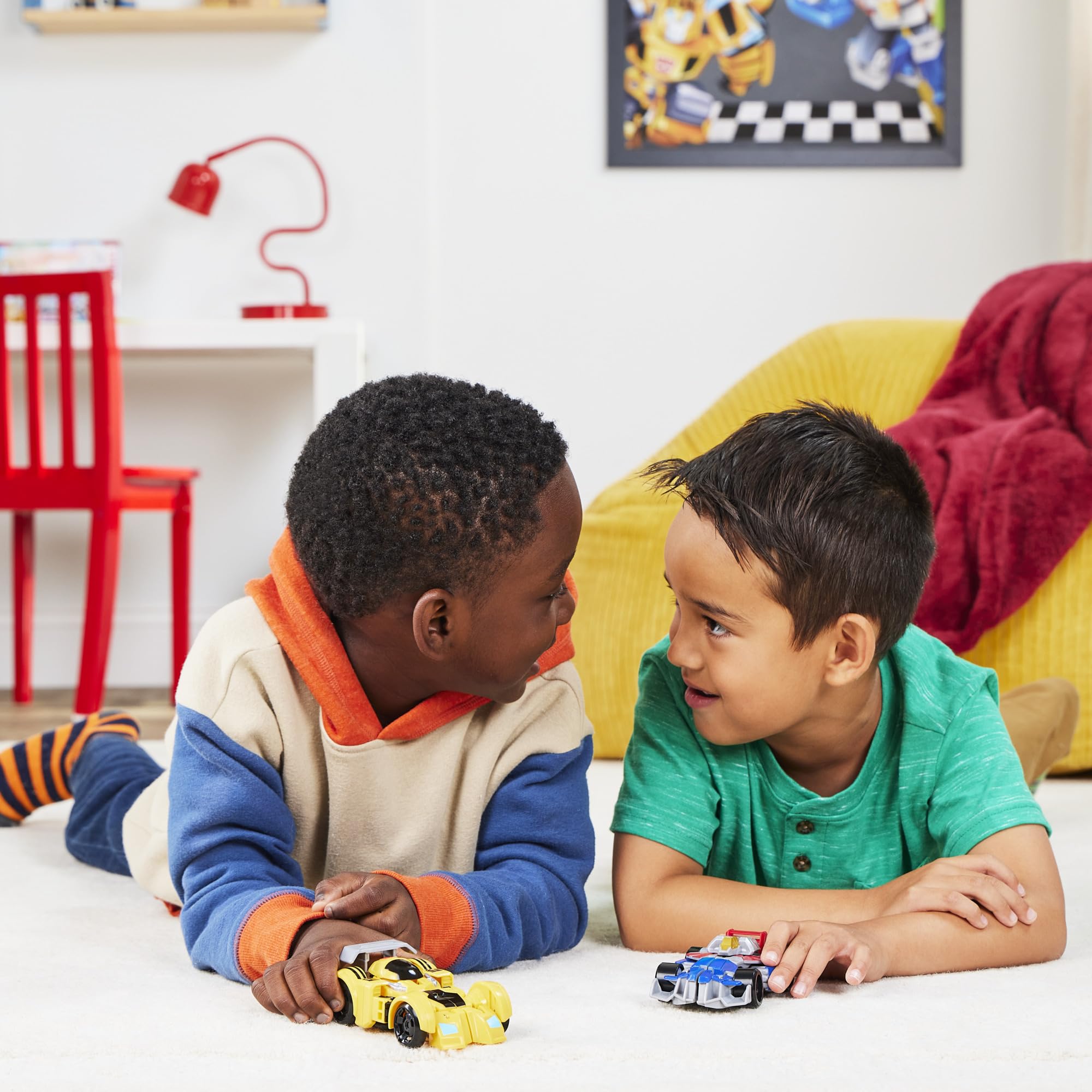 Transformers Bumblebee and Starscream Bot Racers, Easy to Change from Robot to Car Toys, Action Figures for Boys and Girls, Kids Christmas Stocking Stuffers, Ages 3+ (Amazon Exclusive)