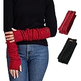 Brook + Bay Arm Warmers Women Men - Fingerless Long Arm Warmer - Knit Armwarmers with Thumb Hole - Fingerless Long Gloves - Stay Warm and Cozy with Extra Thick Cable Knit Design