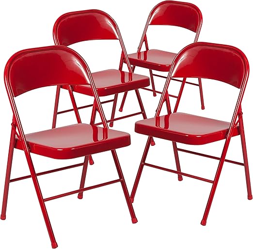 Amazon.com: Flash Furniture - Silla plegable (4 unidades), color rojo
