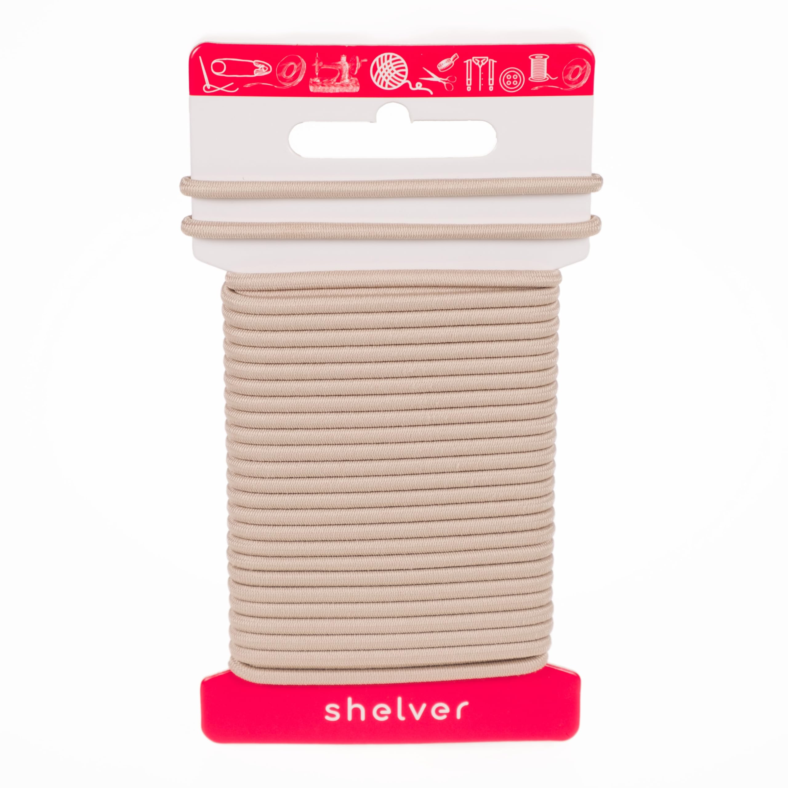 Shelver Elastic String Cord, Black-White-Beige, 1mm-1.5mm-2mm-2.5mm-3mm, 6 metres