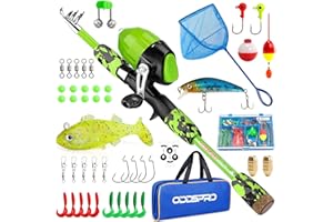 ODDSPRO Kids Fishing Pole, Portable Telescopic Fishing Rod and Reel Combo Kit - with Spincast Fishing Reel Tackle Box for Boy