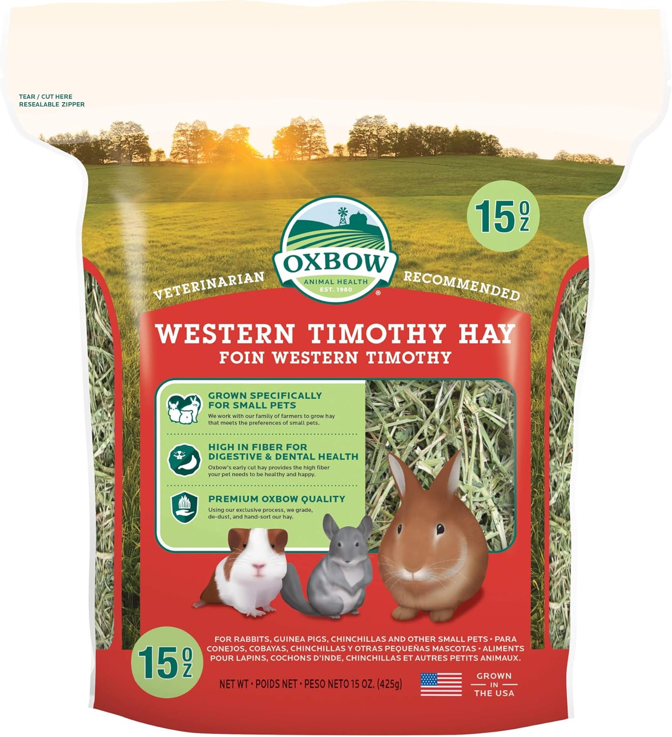 Petlife Oxbow Western Timothy Hay for Small Pet 425 g, 425 g (Pack of 1)