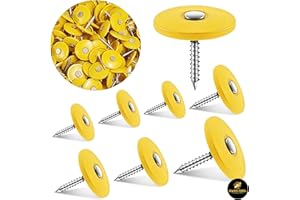 SIMBA STEEL - 2,000 pcs of 1 inch x 12 gauge Plastic Cap Roofing Nails | GOLD Color | Diamond Point | Ring Shank | Electro Galvanised 2,000 per Tub.