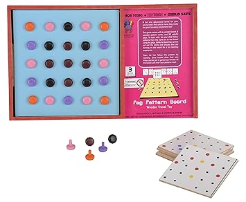 Skillofun Wooden Travel Toy - Peg Pattern Board, Multi Color-Packaging may Vary