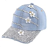 Bling Women's Rhinestone Baseball Cap,Shiny Denim and Diamonds Hat,Sparkling Mom Hat,Fun Baseball Hat