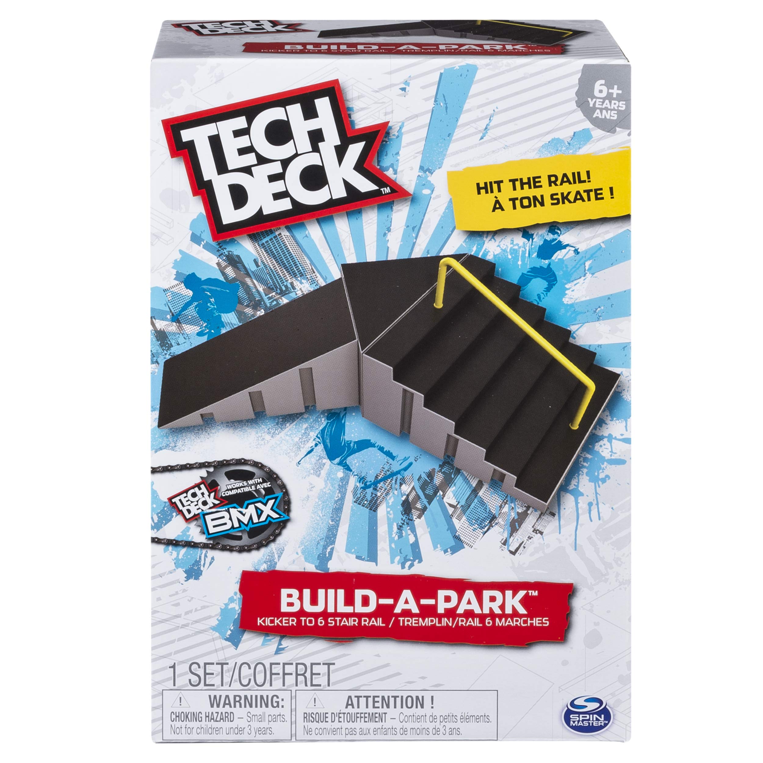 TECH DECK - Build-A-Park - Kicker to 6 Stair Rail (Grey/Black)