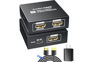 AVEDIO LINKS HDMI 2.1 Splitter 1 in 2 Out 8K@60Hz w/ 4ft 8K HDMI Cable, HDCP 2.3 Bypass 4K@120Hz HDMI Audio Splitter for Soundbar, Support VRR, ALLM, HDR10+, Dolby Vision/Atmos 7.1ch, Down Scaler, 48Gbps for PS5