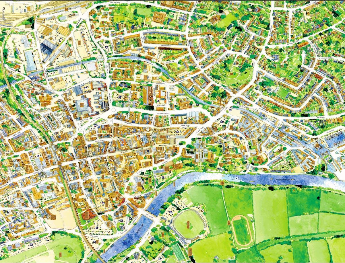 HPY Cityscapes Street Map Of Worcester 400 Piece Jigsaw Puzzle 470mm x 320mm (hpc)