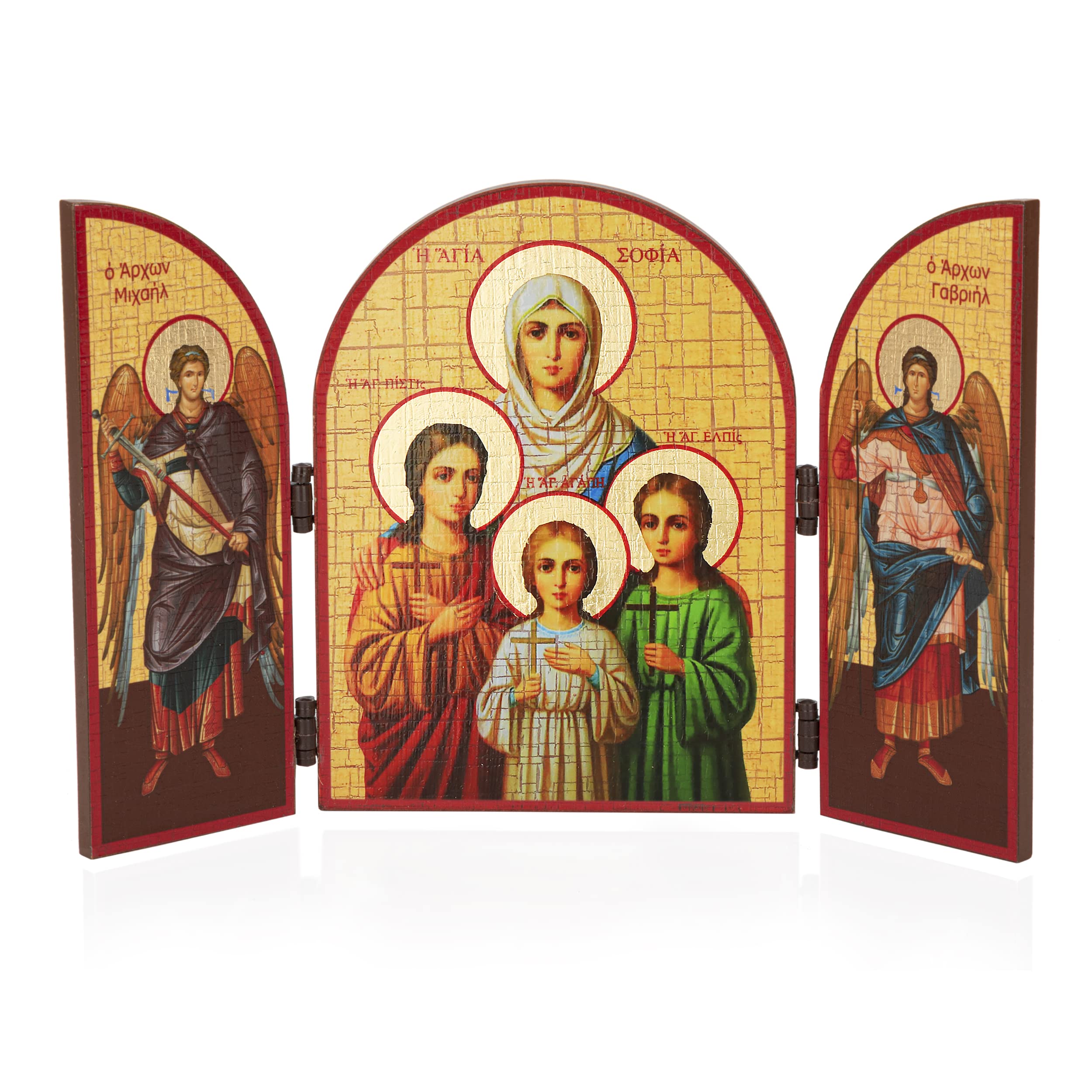 NKlaus Sophia Von Milan U. Ihr Daughter Fides Triptych Wooden Icon 25 x 16 cm 11311